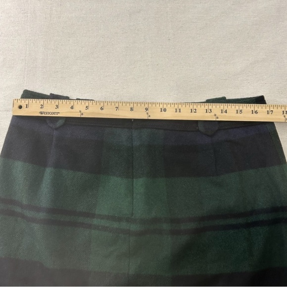 Talbots Wool Blend Plaid Mini Skirt Green Navy Black Watch Tartan Sz 10 Preppy - Picture 8 of 10